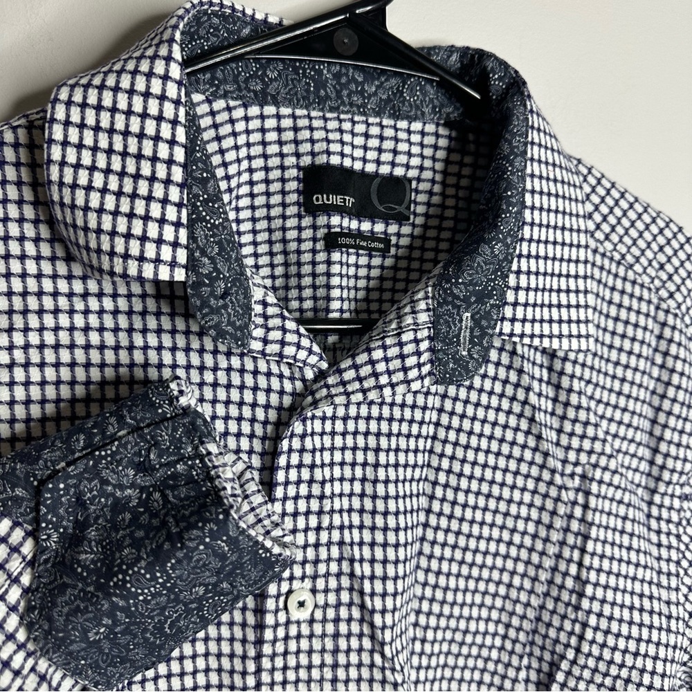 Men’s Quieti Size Medium Long Sleeve Geometric Paisley Flip Cuff Button‎ Shirt